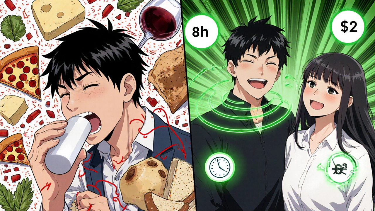 Split scene: chaotic meal vs calm spontaneity with speed, duration, and cost icons.