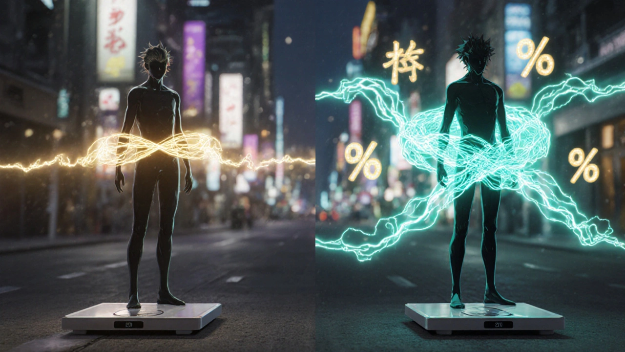 Two patients side by side: one with single hormone effect, the other with dual hormone energy burning fat.