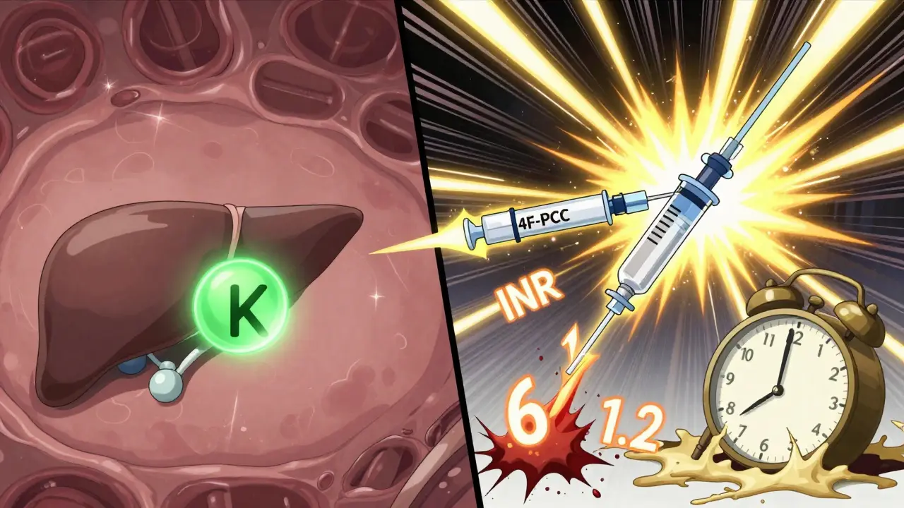 Contrasting slow vitamin K and rapid 4F-PCC effects on clotting factors with dynamic visual speed indicators.
